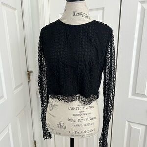 Stylestalker Black Crochet Crop Top